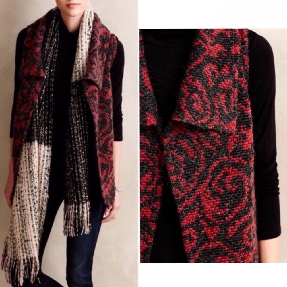 Anthropologie Dolan Mohair Open Front Collared Sleeveless Sweater Vest SZ M